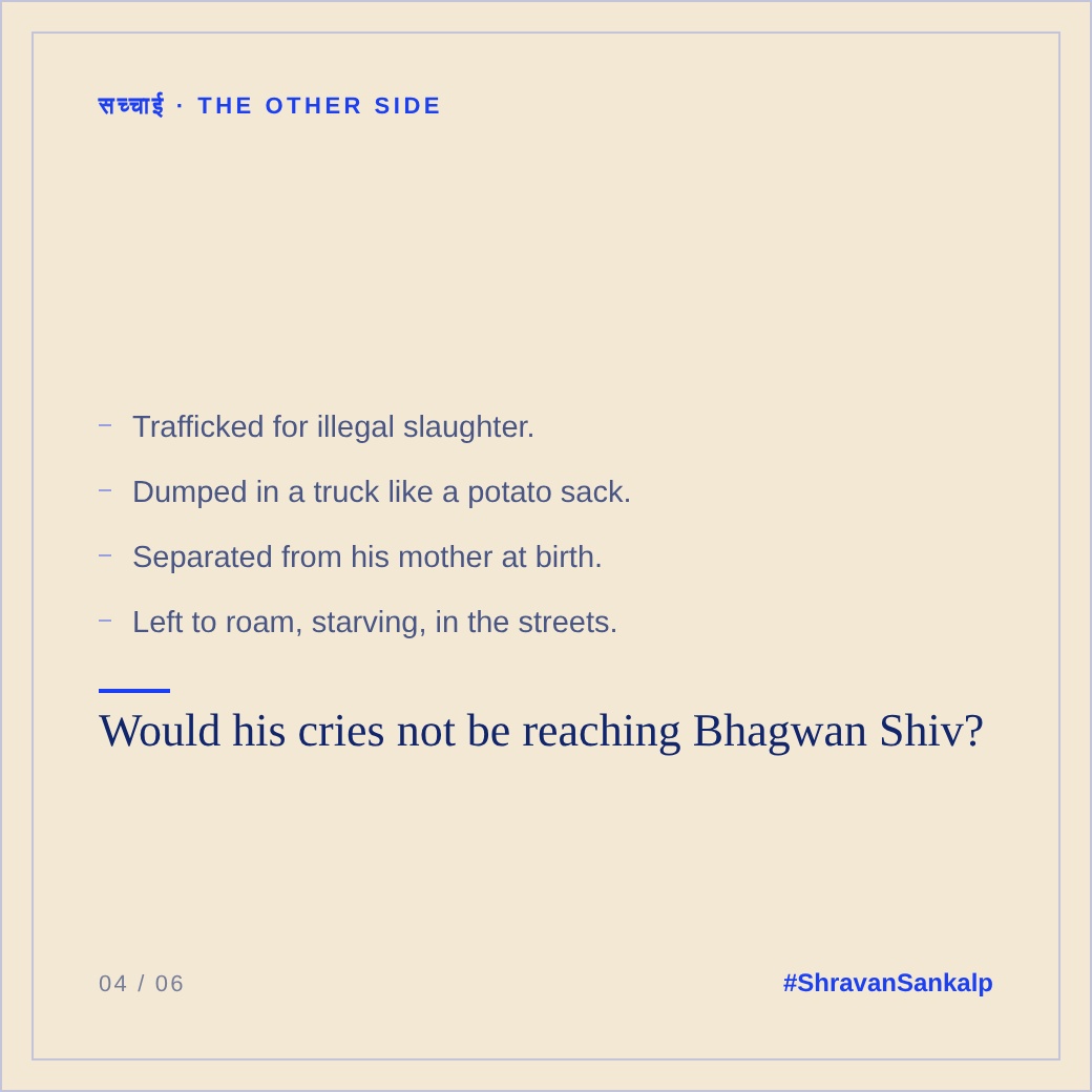 dhyanfoundation's tweet photo. Shravan is said to be the dearest month to Bhagwan Shiv and Nandi, dearest to him amongst ALL living beings.

This Shravan, let's take a sankalp of giving any amount or feed as per our capacity in Nandi's name every day. 

To feed him, nurture him, shelter him. So he carries not just your wish, but also good words for you to Bhagwan Shiv.

Starting from Rs. 101/- per day to any other amount you wish. Each day of Shraavan, have Nandi carry your prayers and a good word about your shraddha. 

Choose from Gud, Daliya, Sarso Tel, Pual, Hara Chaara, Shaak Sabzi - and we will feed your Nandi for you, daily. 

Take up Dhyan Foundation's #ShravanSankalp this Shraavan.