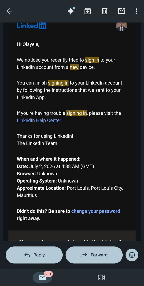 olofooro's tweet photo. @LinkedIn I have never for once posted any contents that violates rules. Then I checked my mail. They have been trying to hack my LinkedIn for over a month. A consistent attempt. @LinkedIn where do I start from? https://t.co/OGXOZCICdr