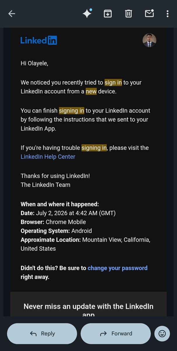 olofooro's tweet photo. @LinkedIn I have never for once posted any contents that violates rules. Then I checked my mail. They have been trying to hack my LinkedIn for over a month. A consistent attempt. @LinkedIn where do I start from? https://t.co/OGXOZCICdr