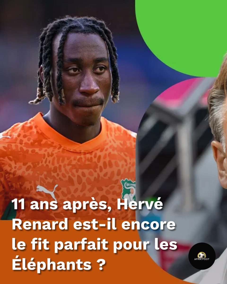 afrikfoot's tweet photo. Côte d’Ivoire : 11 ans après, Hervé Renard est-il encore le fit parfait pour les Éléphants ?
#CoteD'ivoire
➡️ https://t.co/trlQVDvR6N https://t.co/g8uG9fMpxx