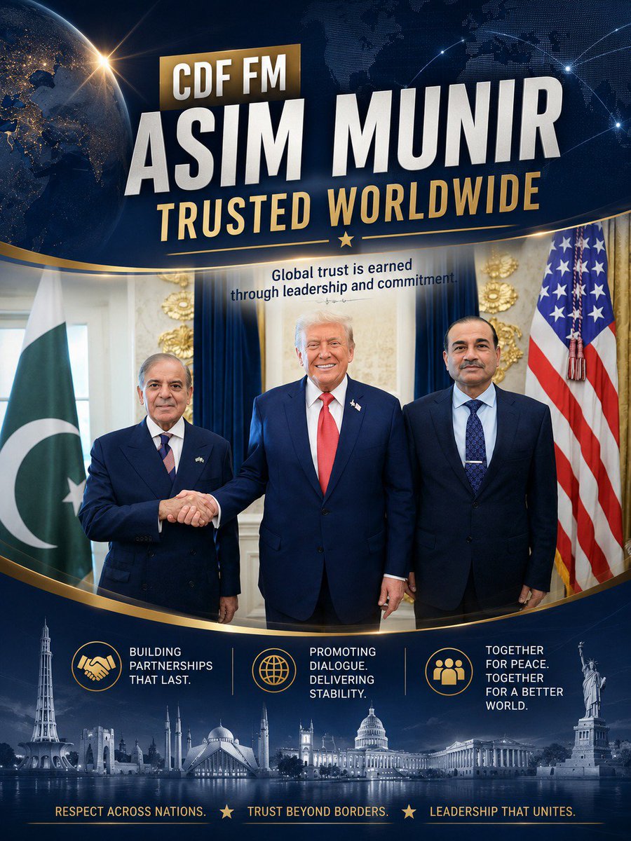 Justfine45pq's tweet photo. Constructive diplomacy builds trust. Many see CDF Asim Munir's steady leadership as a positive force for regional peace.

#NationTrustsCDF #UnitedWithCDF #PeaceGuarantorCDF #CDFLeadsPeace #ShieldOfNationCDF https://t.co/dgbBr3G490
