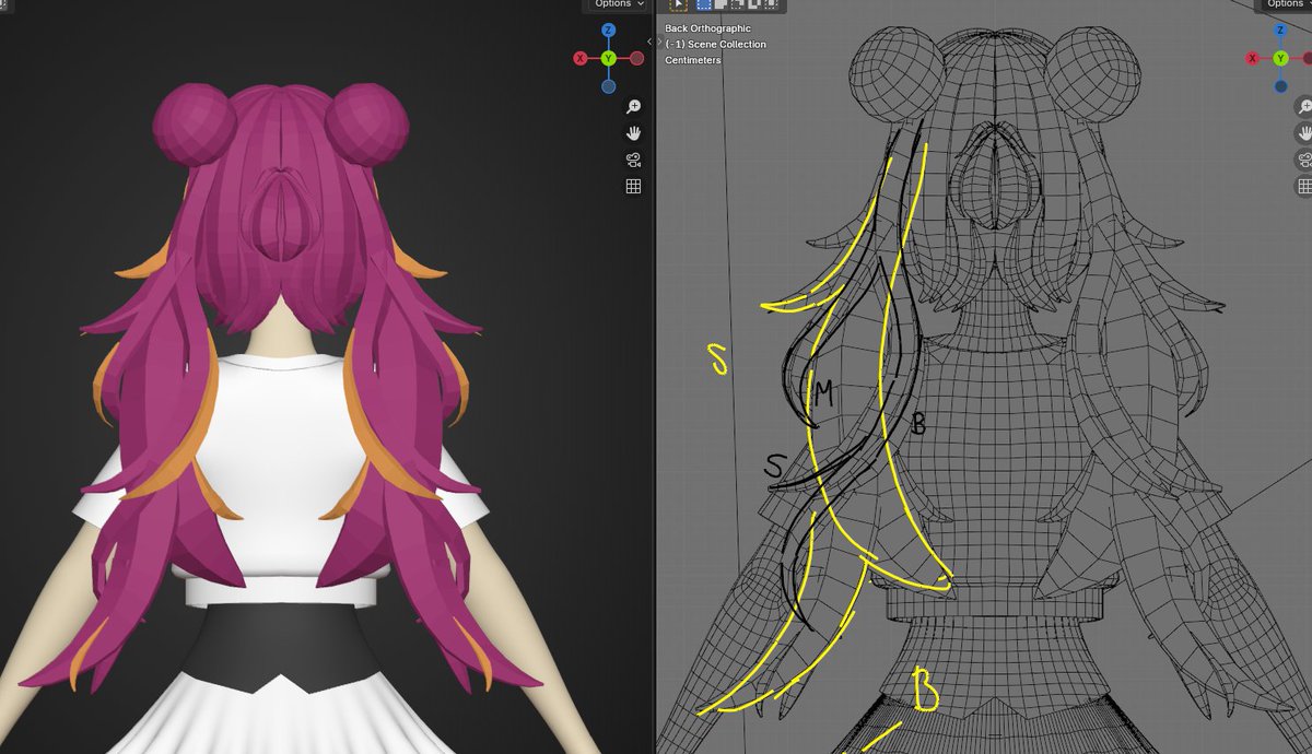 nisakai_art's tweet photo. WIP
Made great improvements in this VTuber model after some hours of study.
1. New Hair model after study and redesign.
2. Sketch and wireframes.
3. Hair before changes.
#3DVTuber #VTuber #b3d #3dmodeling https://t.co/832VS1uUid