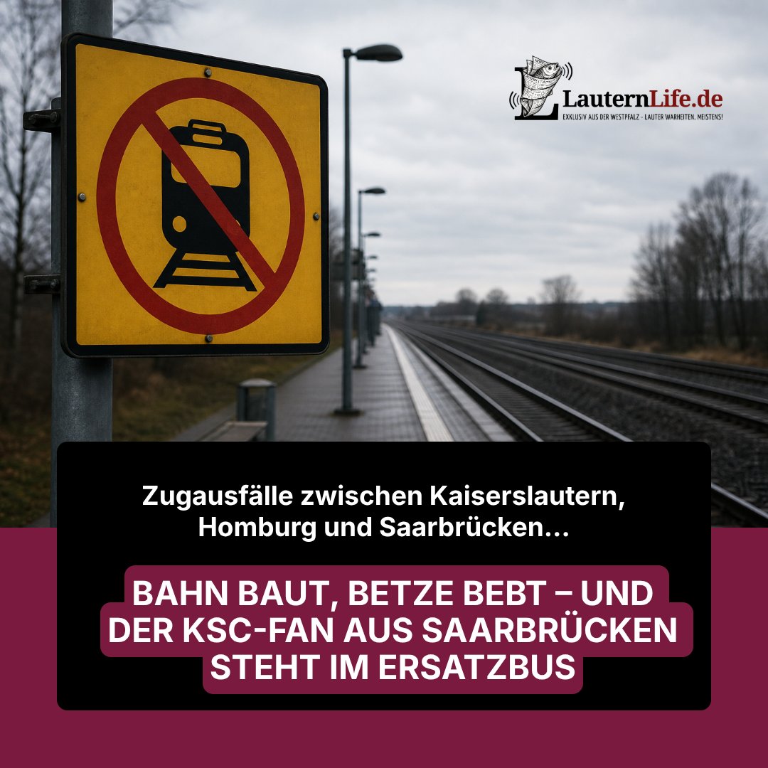 LauternLife's tweet photo. Zugausfälle zwischen Kaiserslautern, Homburg und Saarbrücken? Der KSC-Fan aus Saarbrücken sitzt im Ersatzbus. Was für ein Chaos! Jetzt lesen: https://t.co/EPZ6t3wDTT #Bahn #KSC #Kaiserslautern #Betze #Satire

👉 https://t.co/2STWpJpK7Q https://t.co/snGzgJ1ekt