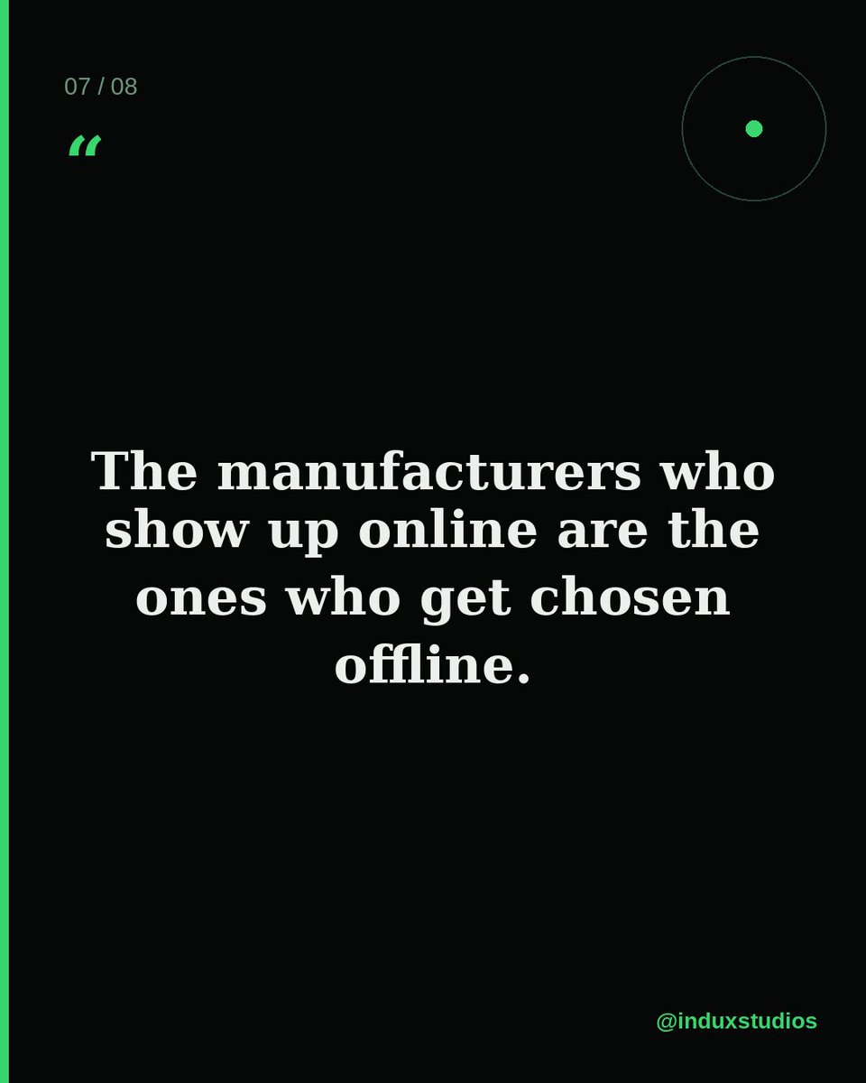 InduxStudios's tweet photo. We work with manufacturers daily. Same pattern every time: incredible engineering, invisible online.

→ “Nobody buys from a company they can’t find.”
→ “AI search doesn’t care how long you’ve been in business. It cares if it can find you.”

#manufacturingUK https://t.co/JZ3pLLKz3E