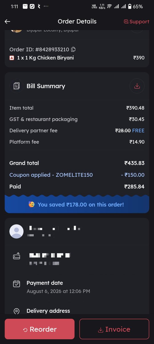 GullyProgrammer's tweet photo. Paid ₹285 on @zomato, but the bill inside the order was only ₹268. Asked @zomatocare to explain the price difference and GST, but got a rude and unclear response. Customers deserve transparent billing and better support. Disappointed. #Zomato https://t.co/zRDeZpSnEe