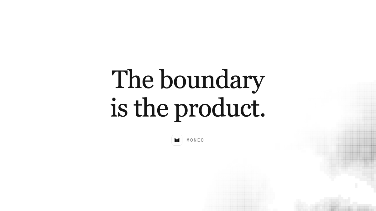 use_mwa's tweet photo. Autonomy without boundaries is just risk.

The reason people do not let AI touch money is not capability. It is trust. A wallet an agent cannot overspend is what makes an agent worth trusting.

That is the whole Moneo thesis: the boundary is the product. https://t.co/inhemX2C8l