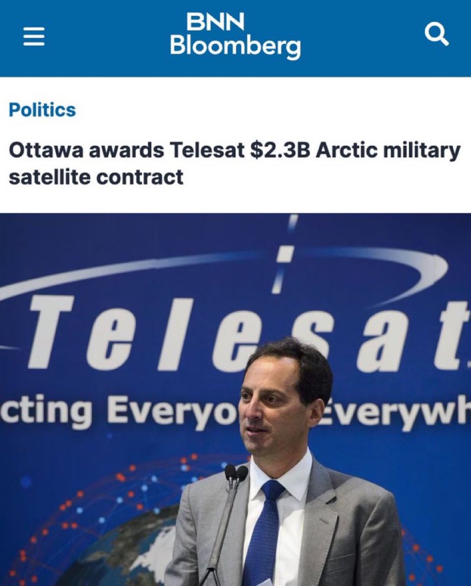 Derricktgoat's tweet photo. You can’t make this stuff up.

Doug Ford cancels $100 million deal with Starlink and pays huge penalty.

Mark Carney, gives $2.3 Billion to his buddy at Telesat to provide internet for Northern Canada.

Telesat hires Space X to launch Telesat satellites to cover Northern Canada. https://t.co/457IY3Yfg3