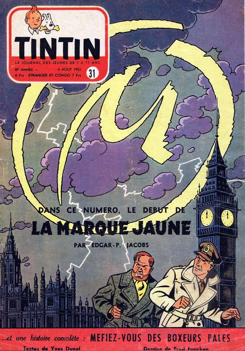 actualites_nrv's tweet photo. 'La Marque Jaune' fête ses 73 ans !!!
Le 6 août 1953, la troisième aventure de #Blake et #Mortimer de #EdgarPJacobs débute dans le 'Journal de #Tintin' n° 31 (édition Belge et Congo).
#Nice #NiceRendezVous™ #Nice06 https://t.co/jcUJHmMUCw