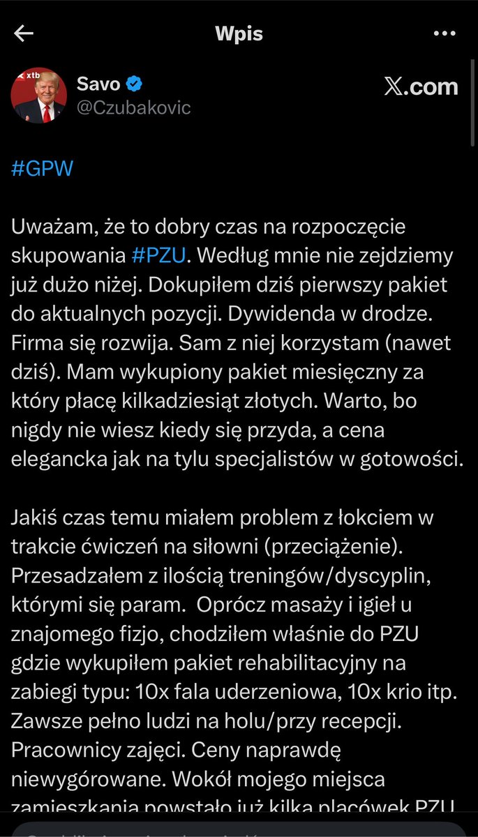Czubakovic's tweet photo. #PZU
W końcu mamy ATH - 73,08 PLN🟢📈. Czekałem od września 2025 kiedy to wrzucałem poniższy wpis.
Walor oscylował wtedy na poziomie 53-54 PLN 📊. Później dla śpiochów i spóźnialskich dodałem kolejny wpis przy kolejnym dołku ⛳️.
O spółce pisałem wiele, opisywałem moje empiryczne doznania z różnymi odnogami biznesu, obserwowałem organiczny rozwój itp.
Wszystkim akcjonariuszom gratuluję cierpliwość 🥳🎉.
Imo to dopiero początek. Świetnie się rozwijają, i te wszystkie etfy od nich ostatnio fajnie żrą. Moim zdaniem (nie jest to żadna rekomendacja) zobaczymy tu w ciągu ~roku - 100 PLN 🎯.
#GPW #FinTwit #Wig #WIG20