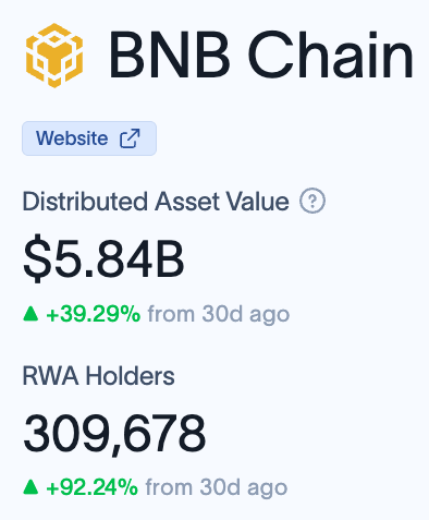 BNBCHAIN's tweet photo. RWA holders on BNB Chain surpassed 300K!

A new ATH for holders!

https://t.co/JVN5TsniSc https://t.co/rCzvkZnMab