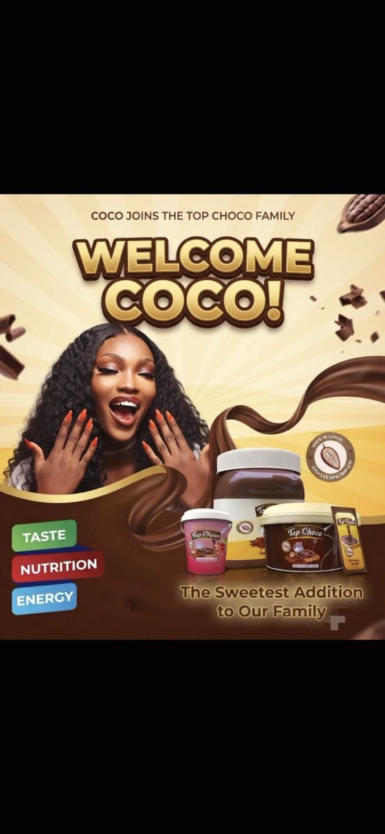MaameEf33843336's tweet photo. Good morning Tycos, Cherries,  and lovers of Coco. The top Choco challenge continues. Please buy yours and tag Coco.

EXTRAORDINARY COCO 
INTERNATIONAL TYCLEV 
CHERR FOR TYCO

#MercyNicoleAkosuaNsiah 
#LaryeaDillion 
#OneRoarOneCherry 
#Tyco https://t.co/BsFJZ2DIru