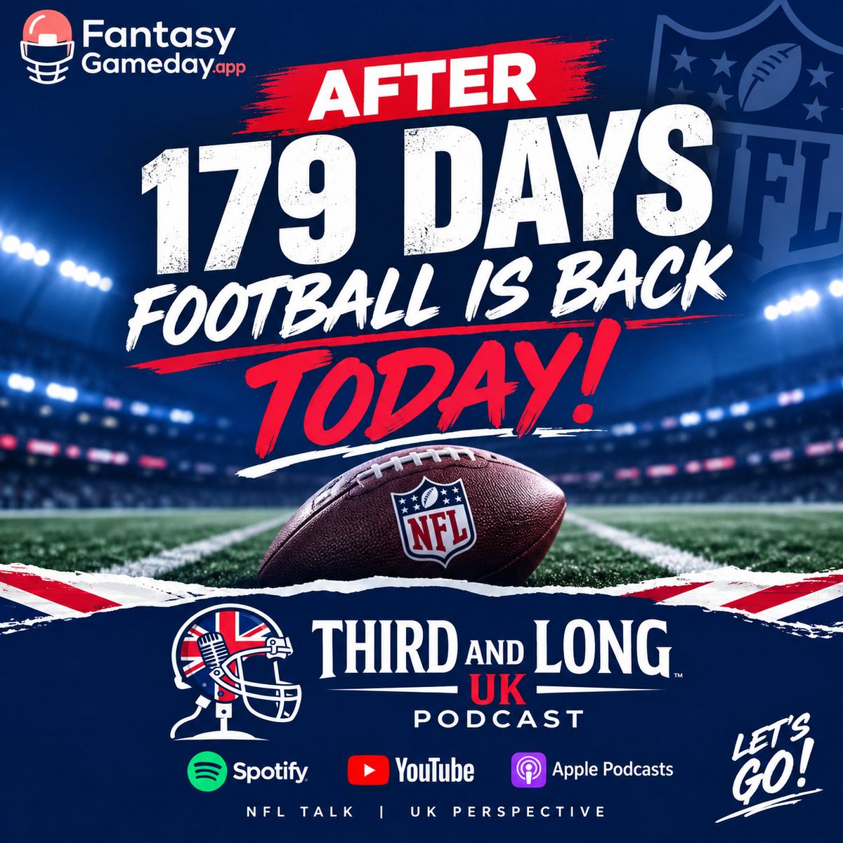 3rdandlongukpod's tweet photo. π 179 DAYS LATERβ¦ FOOTBALL IS BACK! π₯
The wait is OVER. NFL football returns TODAY! πΊπΈπ
Who are you backing this season? π
ποΈ Third & Long UK
#NFL #NFLUK #FootballIsBack #ThirdAndLongUK https://t.co/NncCXI8FVo