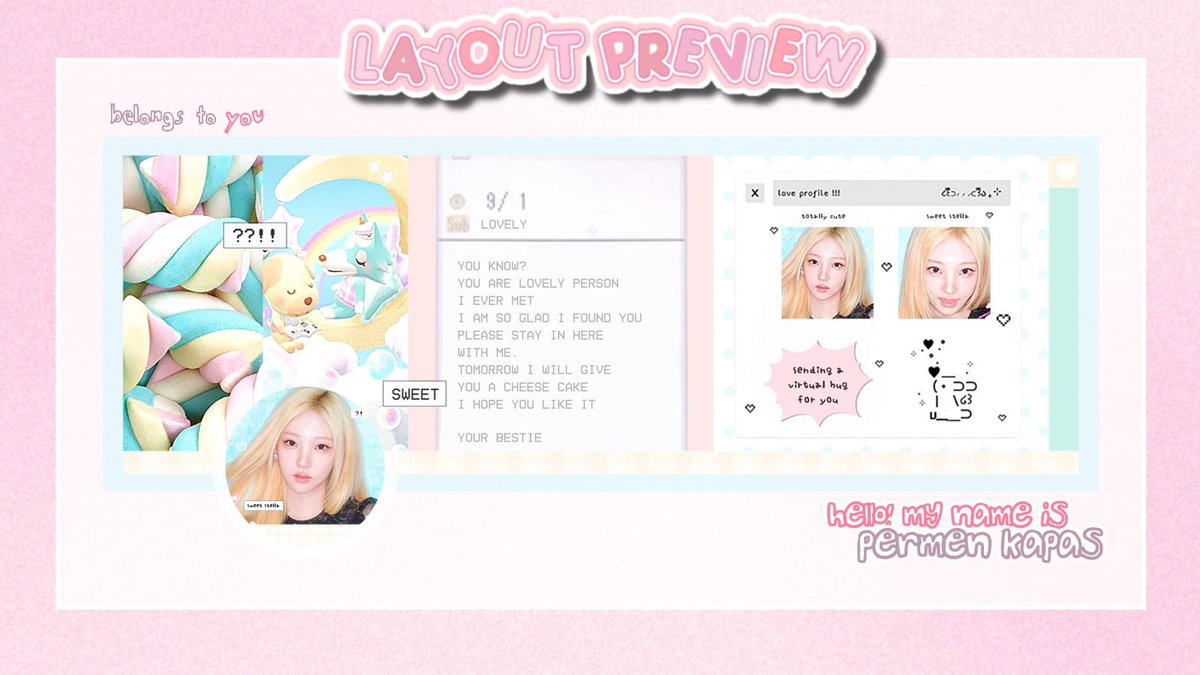 gieurly's tweet photo. 💌 — help repost ya, gomawo ><

hi sweets! aku ada layout ready stock carmen, ian, stella, dan yuha dari foto teaser yg baru nih 🥹⭐️🌸 bisa banget dijemput dari sekarang ya 😋 aku tunggu sweet heart! 🍥🩷

#bealanja https://t.co/pnNdc38GSs