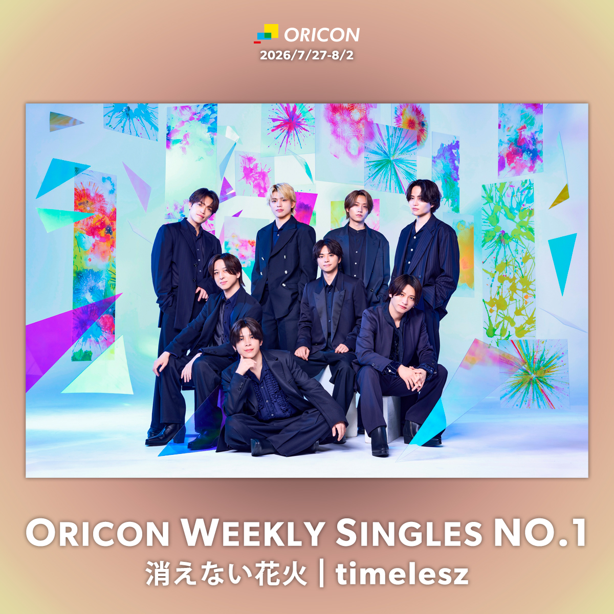 oricon_ranking's tweet photo. 【オリコン週間合算シングルランキング 】8/10付
.
1位：timelesz『消えない花火』
.
#timelesz_消えない花火 @OVTT_official https://t.co/jcGXpQHAzE