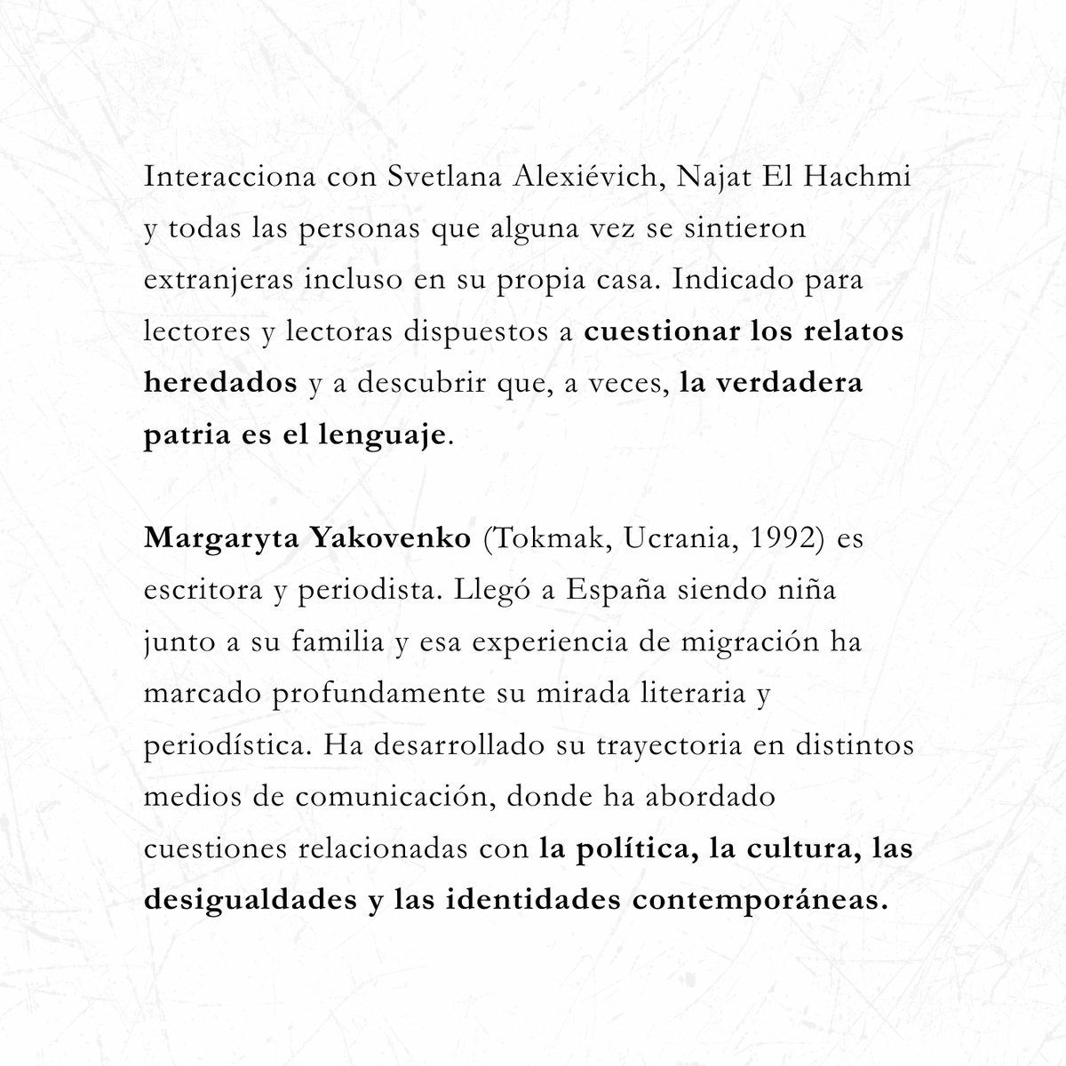 Culturalh_'s tweet photo. Margaryta Yakovenko llega a la segunda edición de CULTUR_ALH que tendrá lugar del 21 al 27 de septiembre en Granada.     

La autora ucraniana-española se suma al Festival Internacional de Arte, Literatura y Humanidades. https://t.co/23LHbOZDne