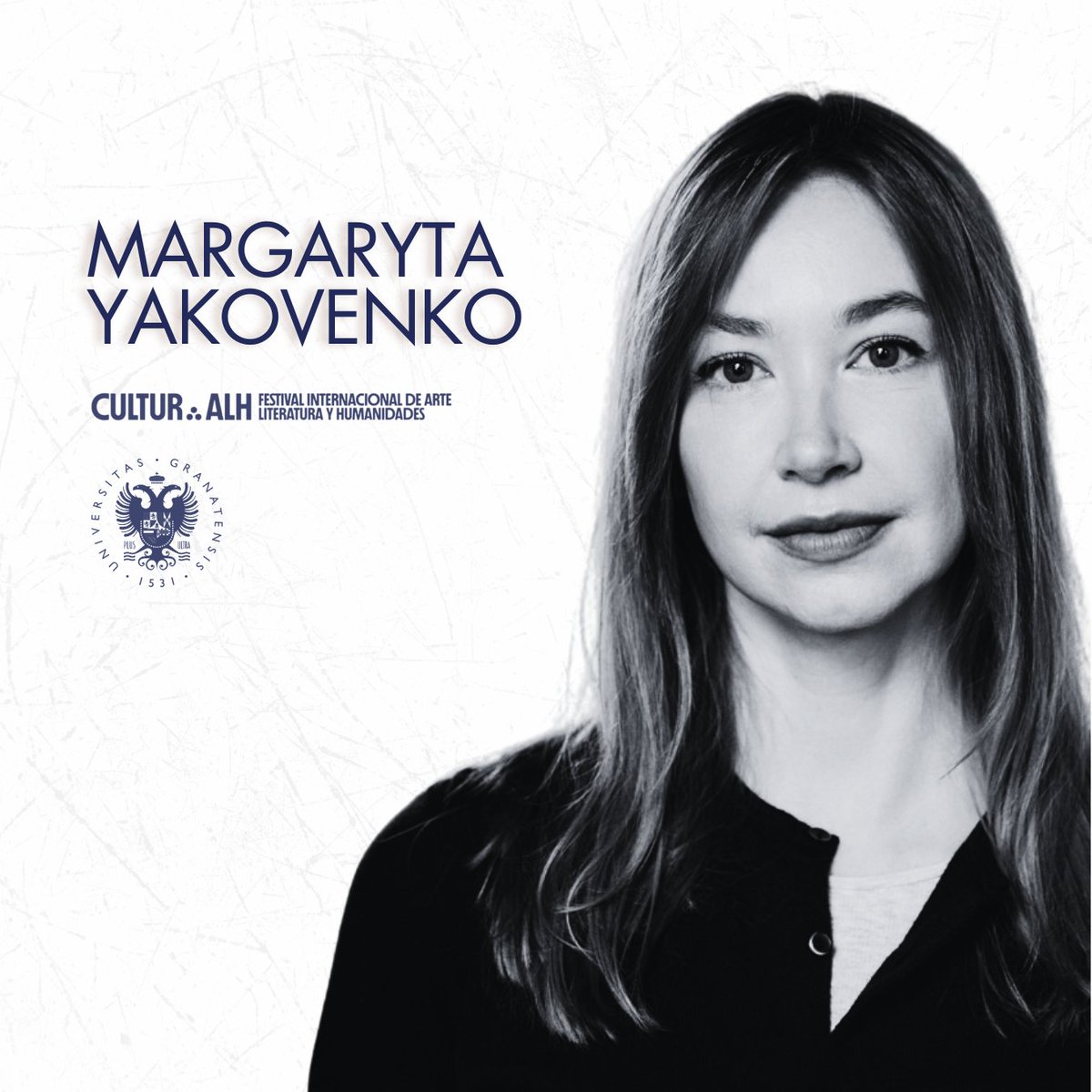 Culturalh_'s tweet photo. Margaryta Yakovenko llega a la segunda edición de CULTUR_ALH que tendrá lugar del 21 al 27 de septiembre en Granada.     

La autora ucraniana-española se suma al Festival Internacional de Arte, Literatura y Humanidades. https://t.co/23LHbOZDne