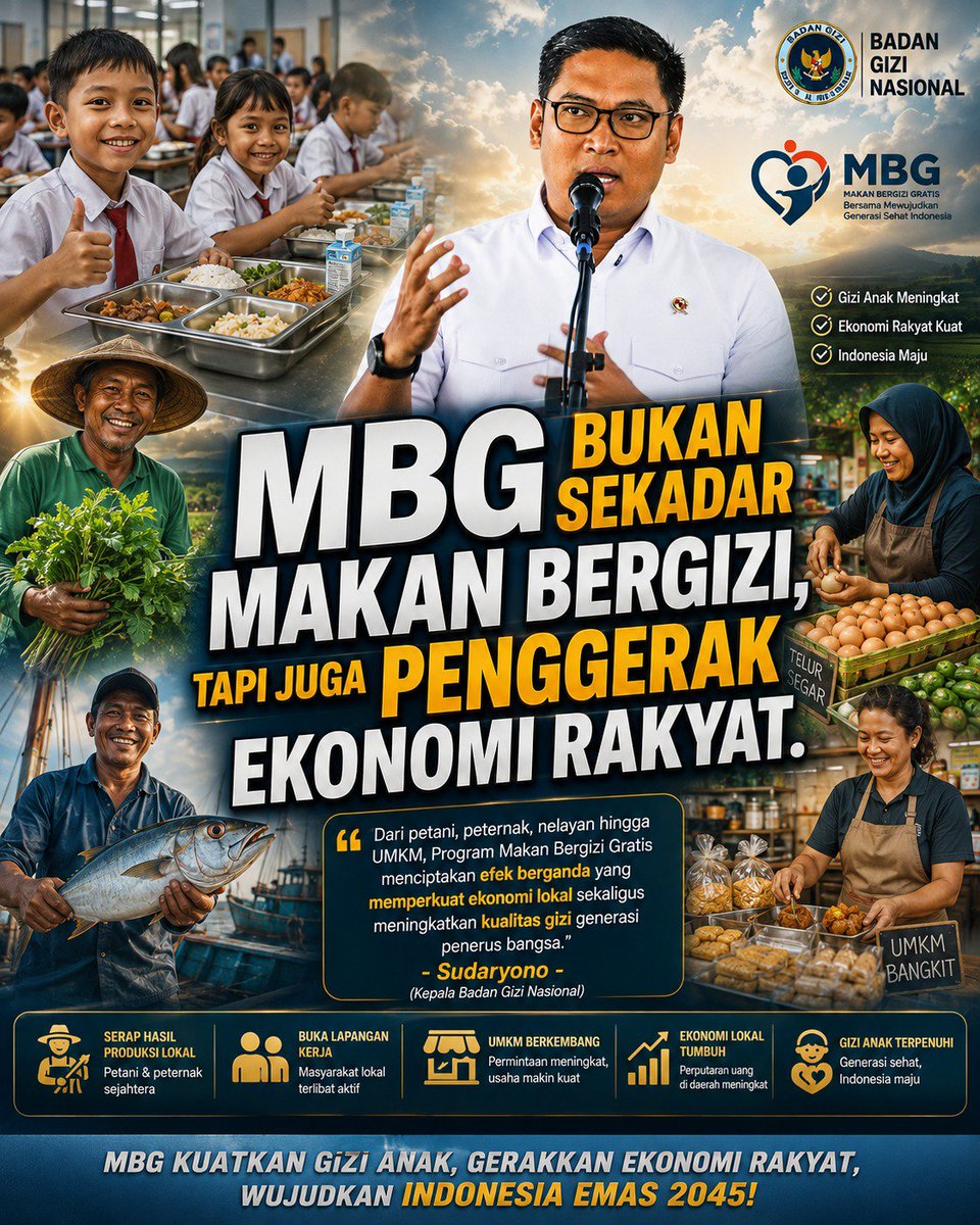kaarelion's tweet photo. Program MBG bener-bener kasih manfaat ganda, anak sehat dan ekonomi daerah ikut tumbuh. Kita bisa capai Indonesia Emas bareng-bareng #LanjutkanMBG https://t.co/Sl8RzZhCtp