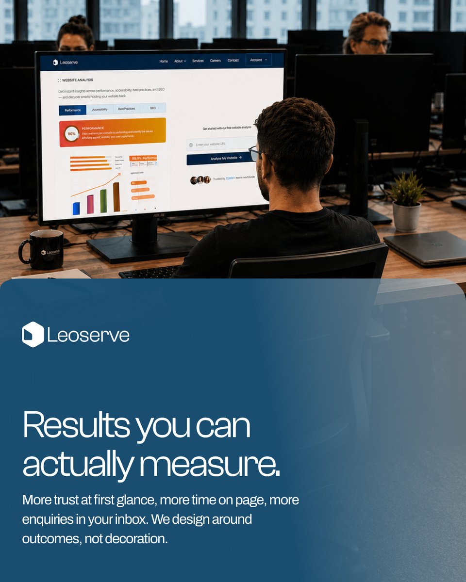 LeoserveInc's tweet photo. Design isn’t the goal. Results are.

We build platforms around 3 measurable drivers:
• Trust that earns the click
• Engagement that keeps people there
• Outcomes that move your numbers

Pretty is easy. Effective is the point.

#ConversionDesign #Leoserve https://t.co/KfsUyFA68a