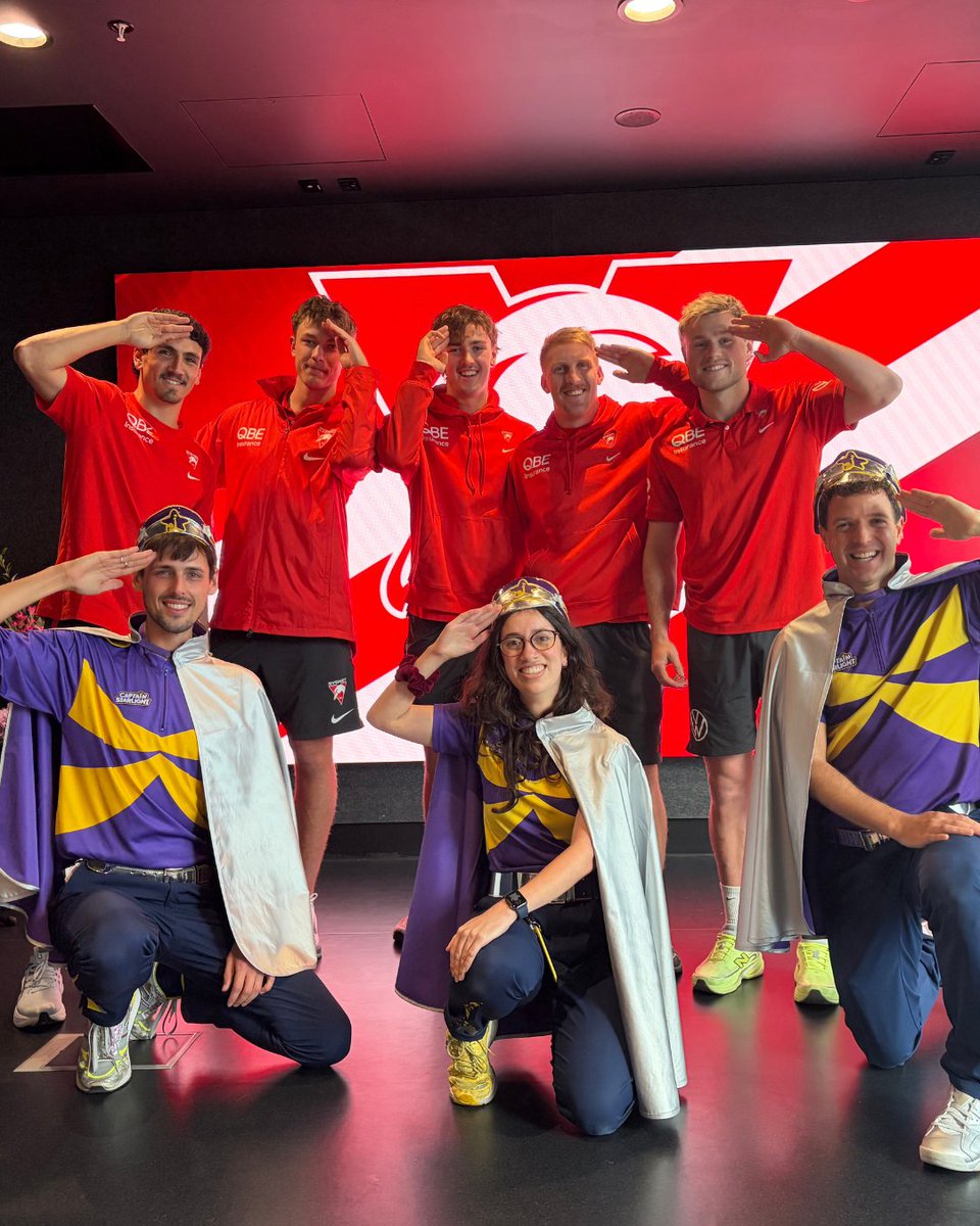 Starlight_star's tweet photo. ⭐💜 It's not everyday you get to see your favourite AFL team in hospital! The Starlight Express Room was buzzing as we welcomed the Sydney Swans. For 6-year-old Austin, it was a Birthday surprise that made his birthday in hospital a little brighter. Thank you @sydneyswans ⭐💜 https://t.co/pKXDuFMzKZ