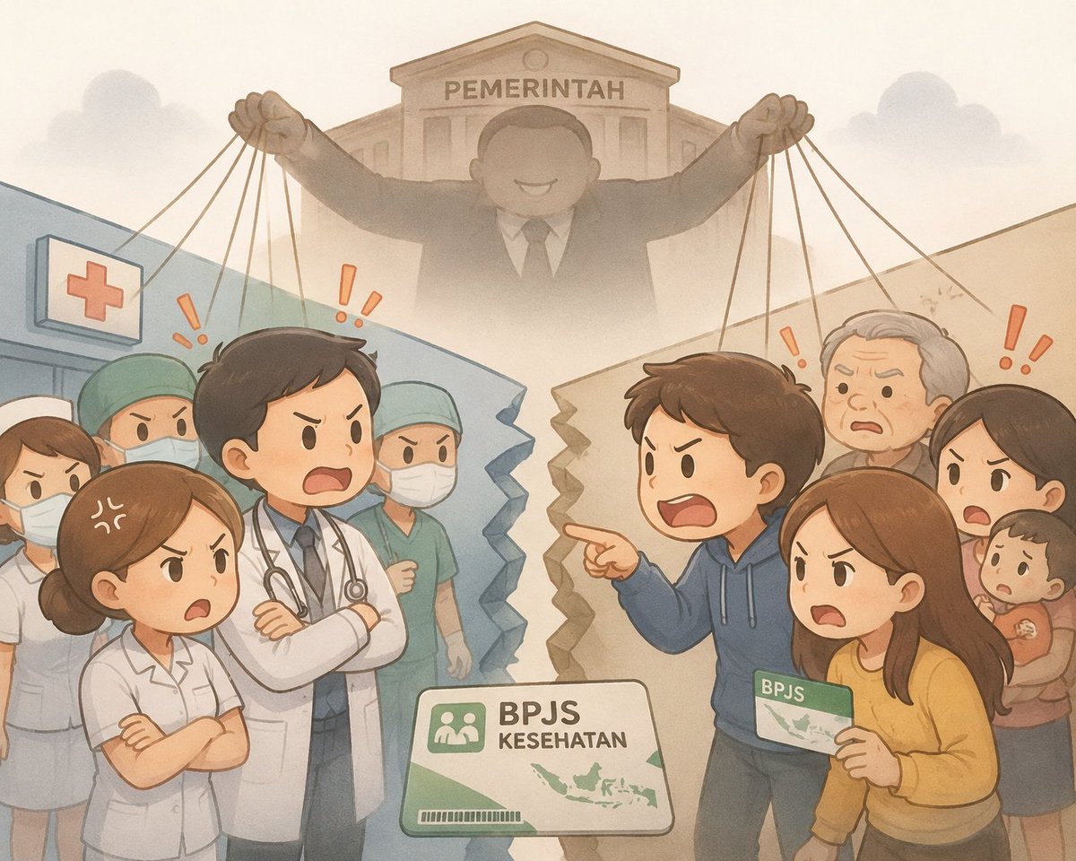 mpitt51's tweet photo. Bisa nggak kita berhenti membenturkan nakes dengan masyarakat soal BPJS?

Masyarakat berhak menggunakan BPJS karena mereka sudah menjalankan kewajibannya dengan membayar iuran setiap bulan.

Di sisi lain, kalau nakes merasa tarif BPJS tidak sebanding dengan biaya pelayanan yang harus diberikan, yang seharusnya dipertanyakan adalah kebijakannya, bukan pasien. Pemerintahlah yang menentukan sistem, tarif, dan aturan BPJS.

Sebaliknya, kalau pasien BPJS merasa prosesnya berbelit atau pelayanannya kurang memuaskan, jangan langsung menyalahkan rumah sakit atau nakes. Mereka juga bekerja sesuai aturan yang berlaku.

Selama yang disalahkan adalah sesama, perdebatan ini tidak akan pernah selesai.

- Warga menganggap nakes enggan melayani pasien BPJS.
- Nakes menganggap warga ingin pelayanan maksimal dengan iuran yang minim.

Padahal akar masalahnya ada pada kebijakan.

Kalau memang sistem BPJS masih menyisakan banyak persoalan, dorong pemerintah untuk memperbaikinya agar lebih adil bagi pasien, tenaga kesehatan, maupun fasilitas kesehatan.

Jangan sampai warga dan nakes terus dibenturkan, sementara pihak yang membuat kebijakan justru luput dari sorotan.

Pemerintah, ini saatnya bekerja. 💪
