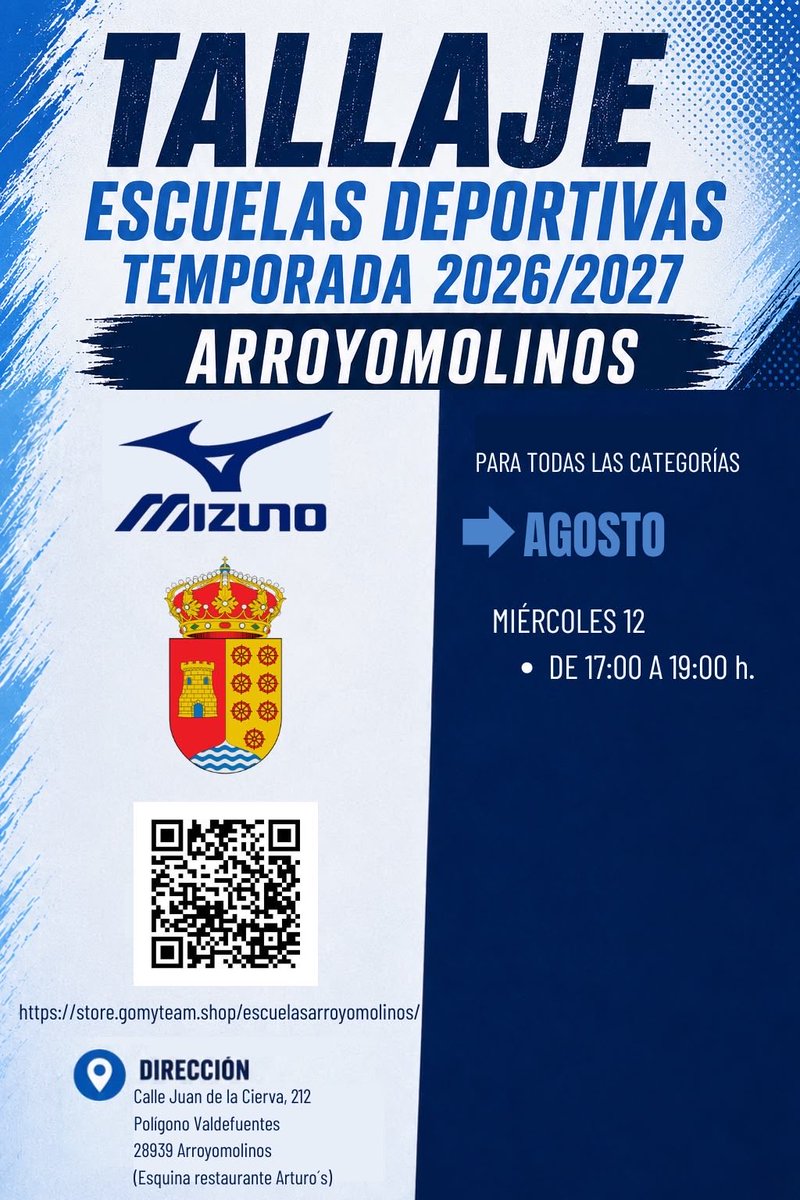 Arroyomolinos's tweet photo. 📢 ¿Aún no has realizado el tallaje de la equipación de las Escuelas Deportivas Municipales?

Se ha habilitado una nueva fecha para todas las categorías.

Consulta todos los detalles en el cartel adjunto.🏃‍♀️⚽ https://t.co/GmfbnZVpGp