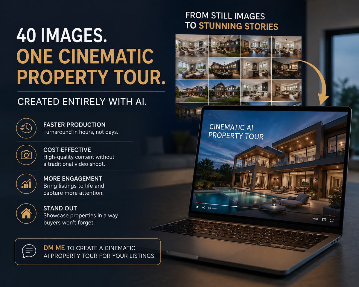 Temmycreative's tweet photo. Still photos don’t have to stay still.

With AI, they can become cinematic property tours that grab attention and tell a better story.

Interested? My DMs are open. https://t.co/kKhCObGBVu