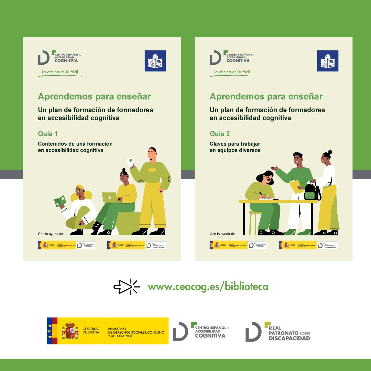 ceacog's tweet photo. 👨🏼‍🏫 ¿Te dedicas a la formación en #AccesibilidadCognitiva? 

En el CEACOG hemos elaborado 2 guías en #LecturaFácil para apoyar a las personas formadoras: una sobre los contenidos básicos de la formación y otra sobre cómo trabajar en equipos diversos. 

📥 https://t.co/UcEnTlcmIz https://t.co/K25bMLiwMU