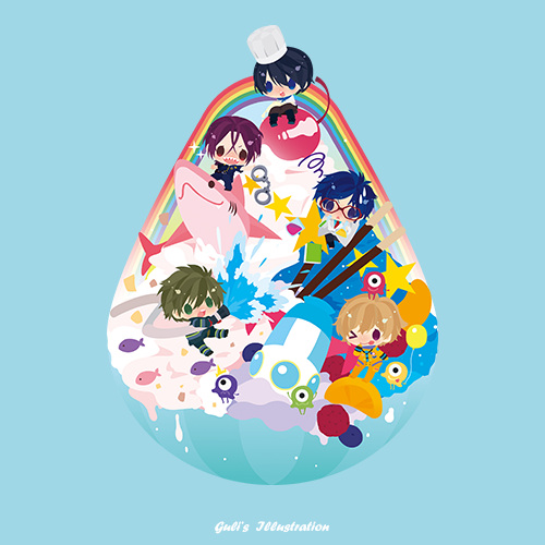 Gulisyan's tweet photo. 夏のパフェ風でお気に入りのFree!
そして地味に今日は私のお誕生日🌈笑
#Free! #ファンアート https://t.co/LtRUIZuLAo