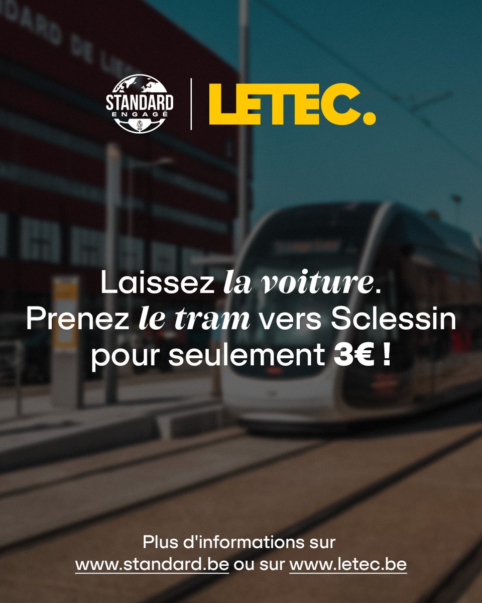 Standard_RSCL's tweet photo. Vers Sclessin, autrement. 🚊 

Suite au projet pilote initié lors des Europe Playoffs la saison dernière, le Standard de Liège et LETEC poursuivent leur collaboration afin d’encourager une mobilité plus durable vers le stade. L’offre est disponible à chaque rencontre à domicile pour les détenteurs d’un ticket de match et pour les abonnés 2026-2027. 🏟️

Toutes les modalités → https://t.co/oNk09D0peN ℹ️