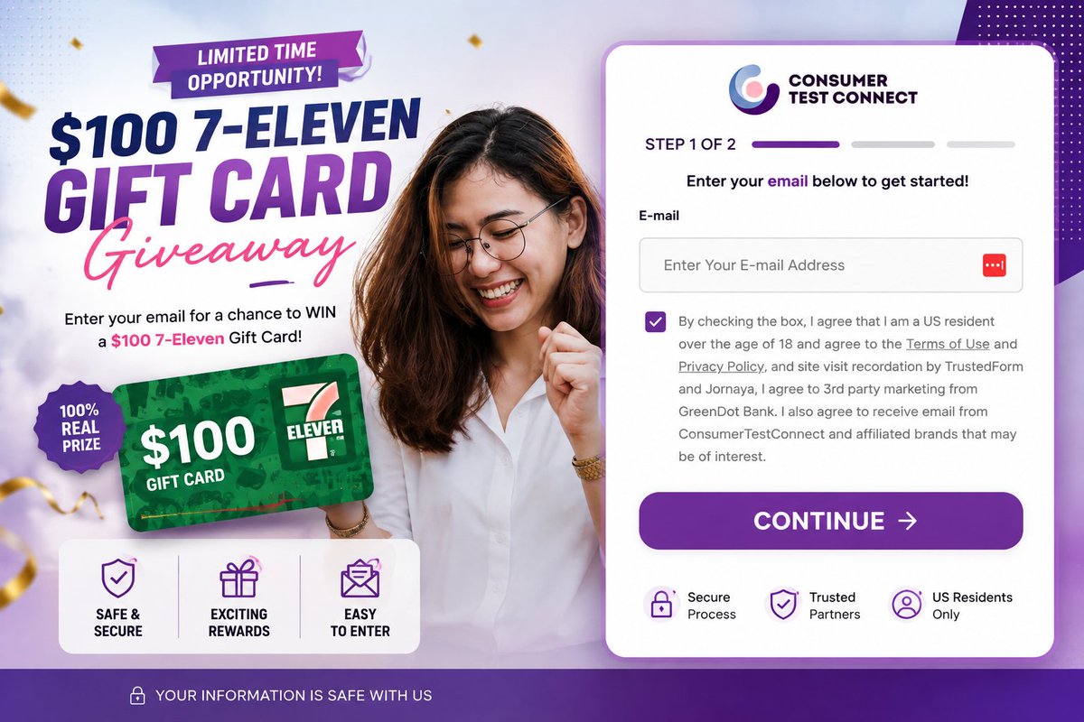 BaitulIslaa's tweet photo. https://t.co/Kl9WN4tfdo
🎁 Win a $100 7-Eleven Gift Card!🇺🇸https://t.co/Kl9WN4tfdo

Enter your email for a chance to win. Don't miss out!
#7Eleven #Giveaway #GiftCard #USAOnly #Win100 #LuckyWinner #FreeEntry #Rewards #LimitedTime #USResidents https://t.co/qZyMXyFCgj