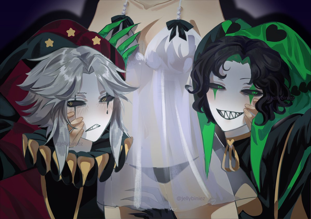 jellybinniez's tweet photo. TW: Slightly suggestive!

They're fighting 

#tfc #thefreakcircus #tfcpierrot #tfcharlequin #thefreakcircusfanart https://t.co/tZfSMZufVm