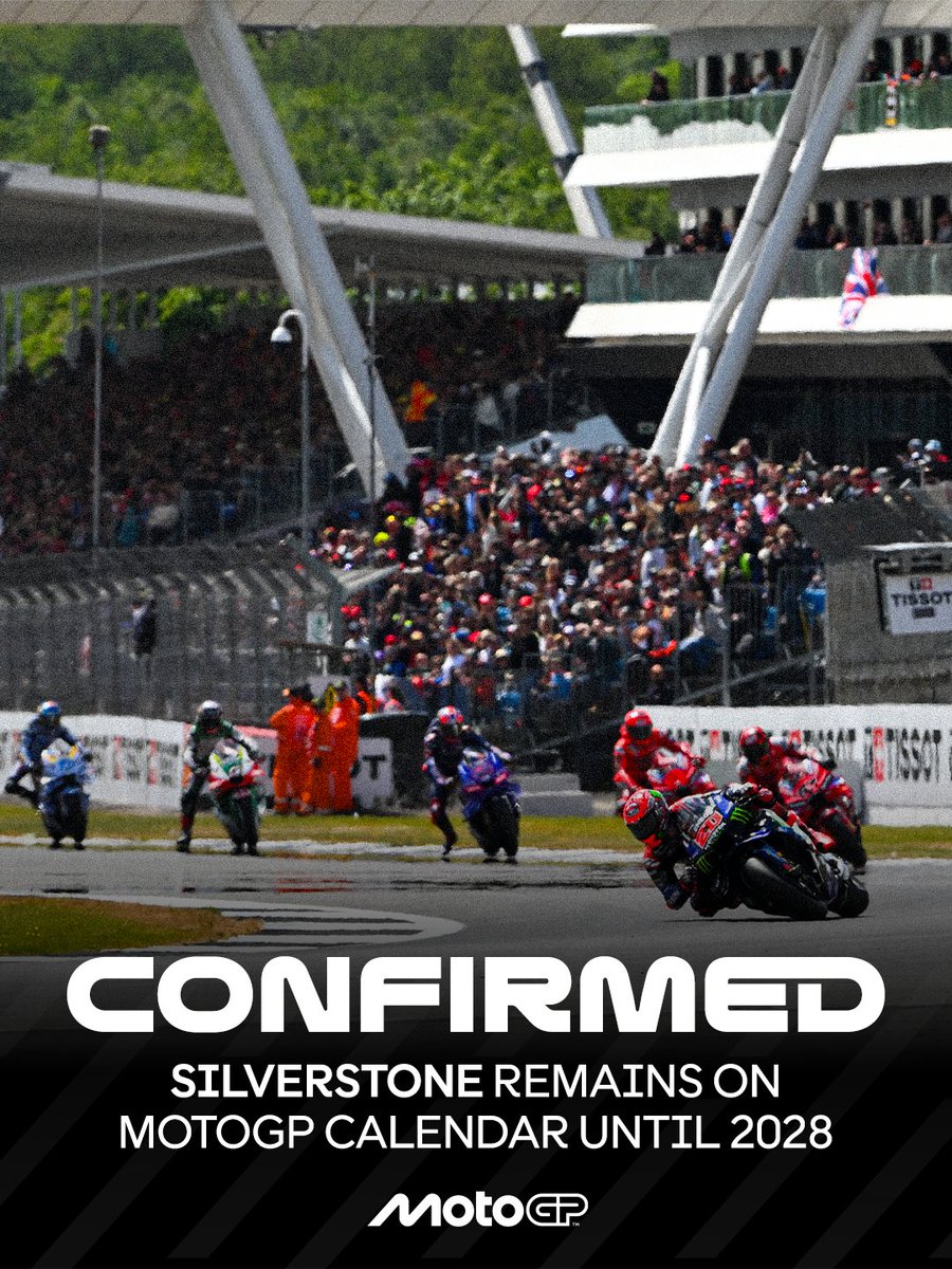 MotoGP's tweet photo. CONFIRMED ✅ @SilverstoneUK to continue as the home of the #BritishGP through 2028 🇬🇧 

#MotoGP https://t.co/iBOU5NAkv0