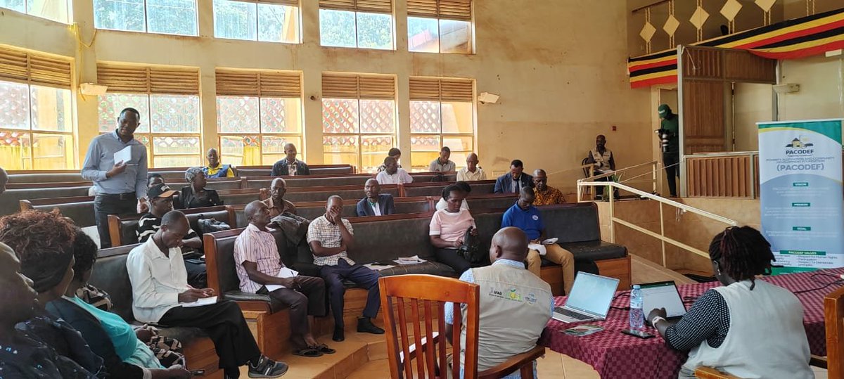 PACODEFMbale's tweet photo. Multi Stakeholder (MSP) meeting for the Elgon Region organised and facilitated by PACODEF is going at Mbale District Council Hall, Maluku. https://t.co/GkIvJrj3u4