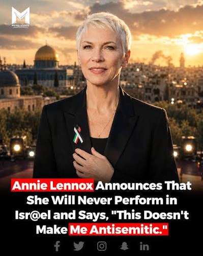 BoyGeorge's tweet photo. Instead of announcing 'I will never go to Isreal' why doesn't Annie Lennox do a concert in Palestine or do an online concert? I wonder if all this is about her bitter divorce with a Jewish guy? 

Sweet dreams are made of this! https://t.co/vFRI07gyN5