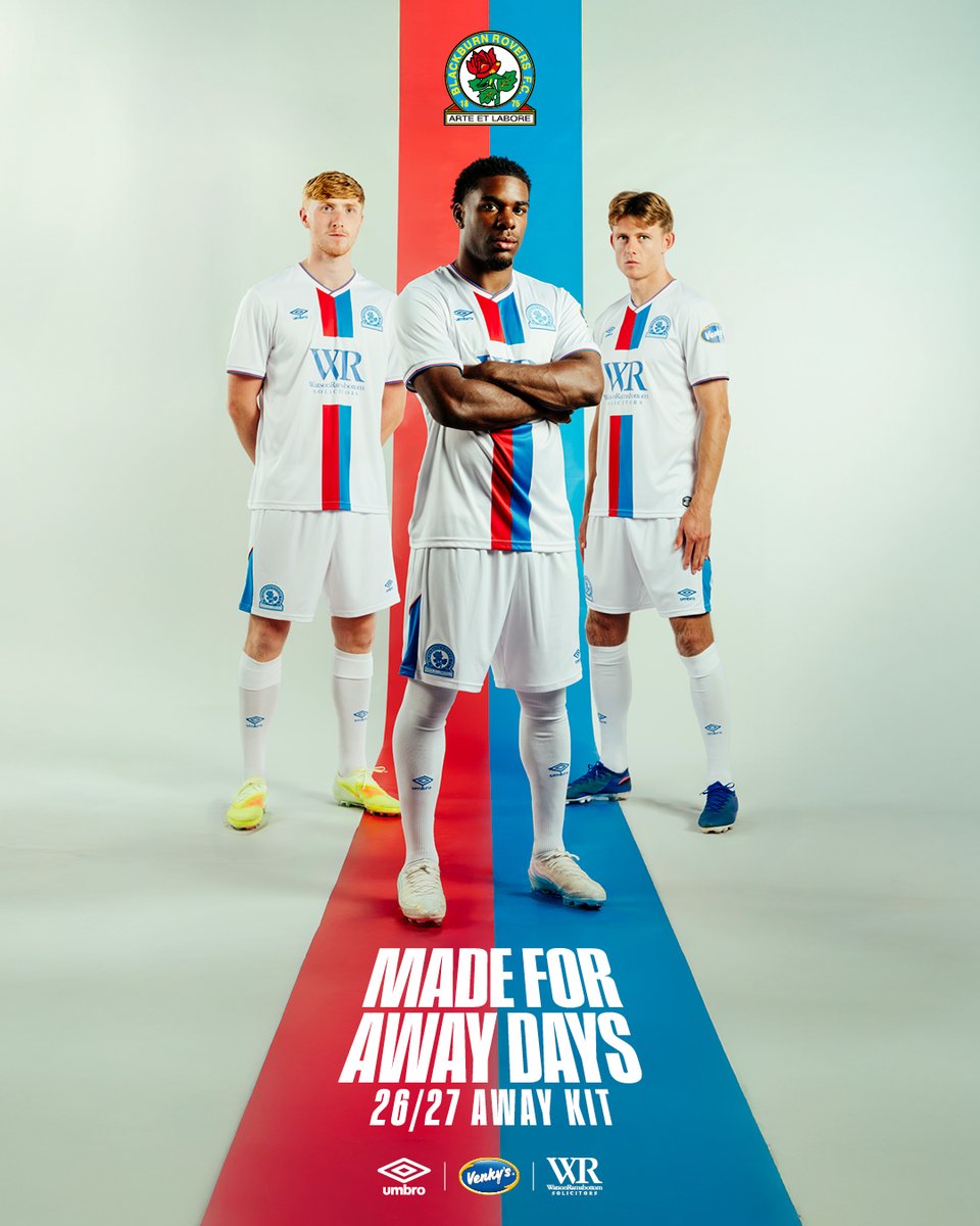 Rovers's tweet photo. 🛣️ Every journey starts here.
 
Introducing the Blackburn Rovers x @umbro 2026/27 Away Kit.
 
Built for the miles, the memories and every away end along the way.
 
Available online now and in the Roverstore from 3pm.

#Rovers 🔵⚪️ https://t.co/2qAB9tzao4