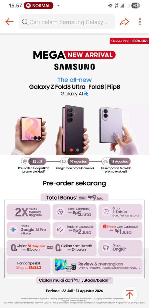 purplessky_'s tweet photo. @ShopeeID Nikmatin konten di #GalaxyZFold8 jadi lebih seru dengan rasio main screen 4:3 #FoldTheDoubt #ThisIsGalaxyZFold8xShopee 

Wish me luck https://t.co/GzOTf7WWyd