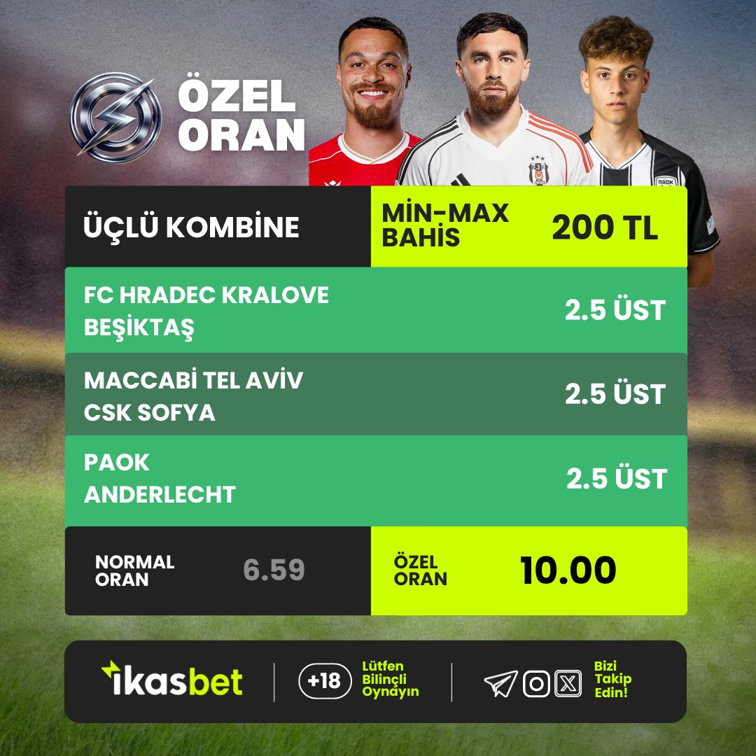 Handesekers07's tweet photo. UEFA Avrupa Ligi sahnede, Üçlü Kombine ile fırsatlar zirvede! 

🔗 https://t.co/9QlEIo8fsj

#FBvSTU #perşembe Trabzon Kante Philip Morris Zam  Talisca Sturm Graz Endrick Muhammed Salah Kerem Pavlidis   Beşiktaş  Greenwood UEFA Kupası  Can Uzun Altın #karcl https://t.co/q7X3BpJHbY