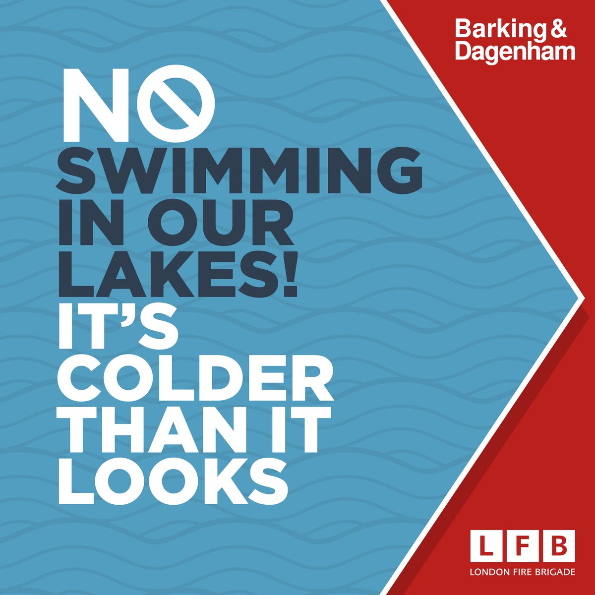 lbbdcouncil's tweet photo. ⛔ NO SWIMMING IN OUR LAKES!⛔ 

Thinking of cooling off? Please stay out of our lakes.

It’s colder than it looks, it’s dirtier than it looks, and it's lonelier than it looks.

Protect yourself and others around you. Please don’t enter open water.

#StaySafe #HotWeather https://t.co/0VZ15AF5Fh
