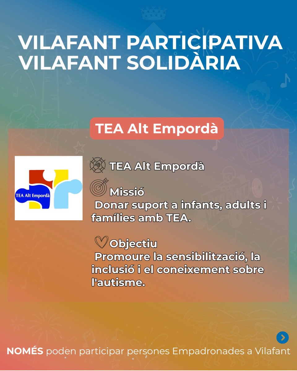 AjVilafant's tweet photo. A #Vilafant volem unir festa i solidaritat!
Durant la #FestaMajorVilafant recaptarem diners per una entitat benèfica.
Quina? Doncs, la que decidiu entre tots i totes,  els veïns i veïnes empadronats a Vilafant.
Entre a la Vilafant App i vota una d'aquestes quatre entitats 👇. https://t.co/GKQIma9D9c