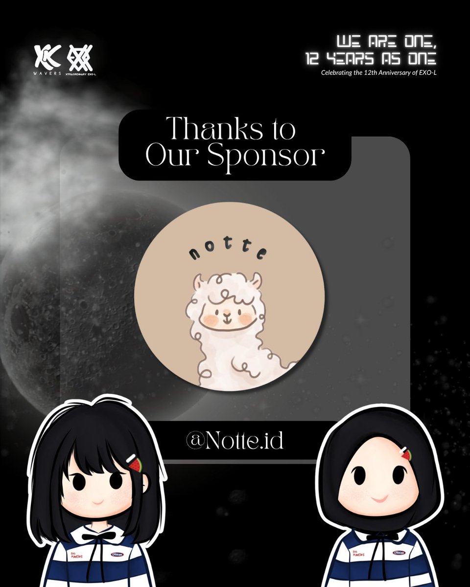 xtra_exol's tweet photo. 🤍 A big thank you to our Sponsor!

Terima kasih untuk @Notte.id yang udah mendukung acara We Are One, 12 Years As One.

Dukungan yang diberikan sangat berarti dan menjadi bagian penting dalam terwujudnya acara ini✨

#NoraebangEXO #EXO #EXOL #XtraEXOL #EXOL12thAnniversaryEvent https://t.co/Y0kD7sW2cI
