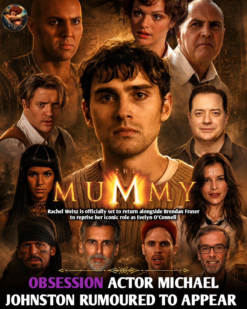 Harishsj16's tweet photo. Obsession breakout star Michael Johnston has not officially confirmed that he is acting in The Mummy 4 but final deal is not yet closed
...............
The fourth installment of Universal Pictures' The Mummy franchise is scheduled to release in theaters on October 15, 2027 maybe may2028

🍿Share this post with your friends and follow @Harishsj16 for all you need to know about movies 😃🎬 
#mummy
#brendanfraser #rachelweisz #viral