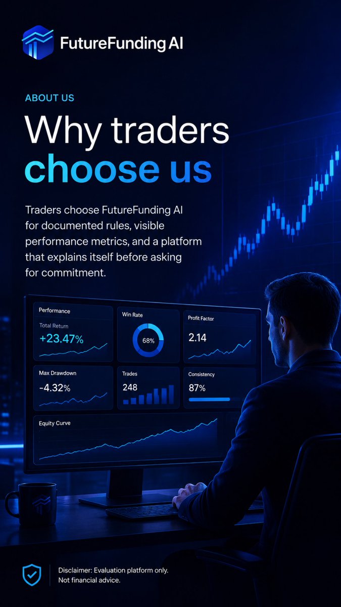 futurefundingAI's tweet photo. Trust is built through transparency, consistency, and clearly defined rules.

At FutureFundingAI, we provide a structured evaluation environment designed for disciplined traders to demonstrate their skills.

📈 Learn. Perform. Grow.

Our Capital : Your Skill

#FutureFundingAI #PropTrading #Trading #IndianMarkets #Trader