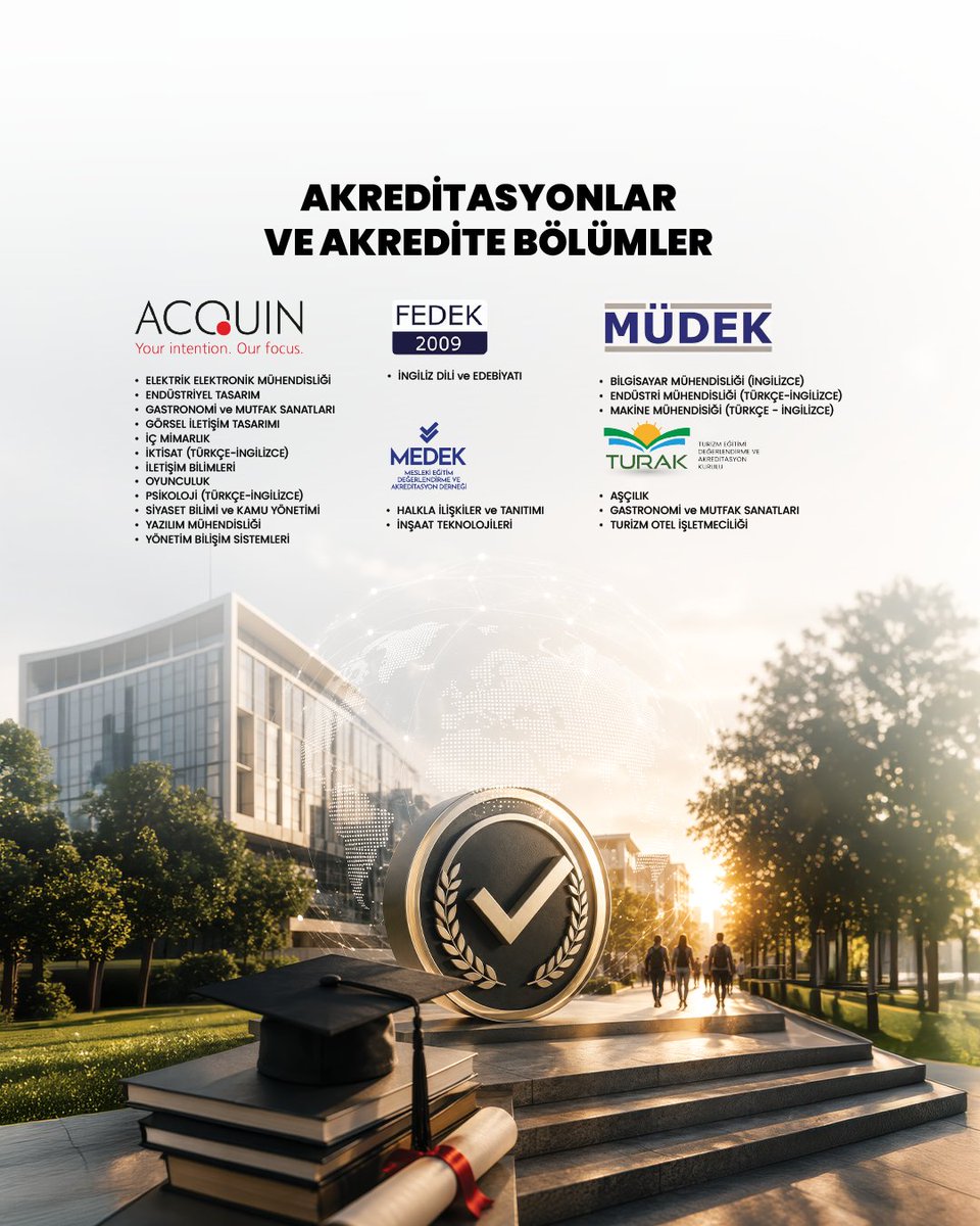 DogusUniv's tweet photo. Ulusal ve uluslararası akreditasyonlarla desteklenen program ve bölümlerimiz, eğitimde kalite anlayışımızın önemli bir göstergesidir. 🌍

Bağımsız değerlendirme kuruluşları tarafından değerlendirilen ve akredite edilen program ve bölümlerimizle, öğrencilerimize uluslararası standartlarda bir öğrenim ortamı sunuyoruz.

📍 Akreditasyonlarımız, eğitim olanaklarımız ve tercih süreci hakkında detaylı bilgi almak için Tercih ve Tanıtım Günleri kapsamında kampüslerimizi ziyaret edebilirsin.

#DoğuşÜniversitesi #KampüstenKariyere
#TercihVeTanıtımGünleri #ÜniversiteTercihleri