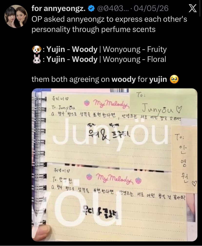 anyujinss2's tweet photo. The way wy said she prefer likes woody scents when someone use it and i wonder who 🧍‍♀️ https://t.co/CoAR4Bxq4M