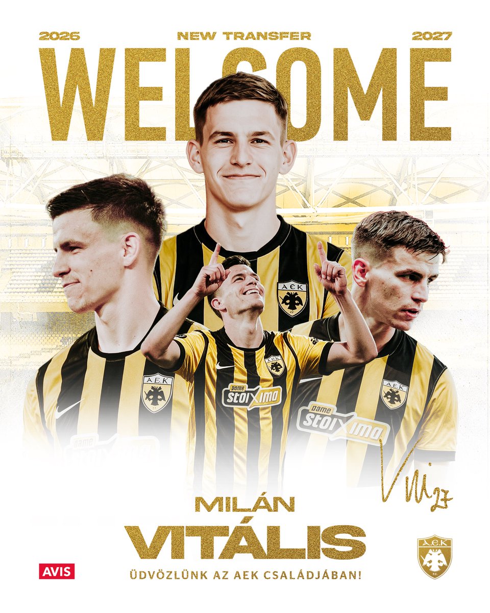 AEK_FC_OFFICIAL's tweet photo. ⚫️🟡 𝐖𝐞𝐥𝐜𝐨𝐦𝐞 𝐭𝐨 𝐀𝐄𝐊, Milán Vitális!

#AEKFC #NewTransfer https://t.co/ai0o0zEYIH