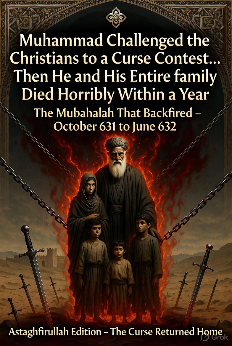 scopethetruth's tweet photo. Muhammad Challenged the Christians to a Curse Contest… Then He and His Entire Family Died Horribly Within a Year 😂 
 read full story 👇 https://t.co/L7JiRJKV4f