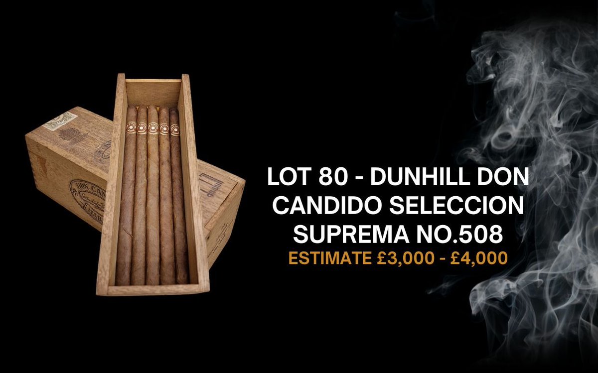 MitchellOrchant's tweet photo. 🏛️ Our latest online auction is open for bidding.

Featured Lots:
Lot 80 - Dunhill Don Candido Seleccion Suprema No.508
🔗 https://t.co/un7YFguPEl

Lot 184 - Partagas Visibles
🔗https://t.co/A2tQb6JFqL

Register to bid:
https://t.co/FR5kz6omzv

Questions? Our auction team is available 24/7.
📧 sales@onlinecigarauctions.com