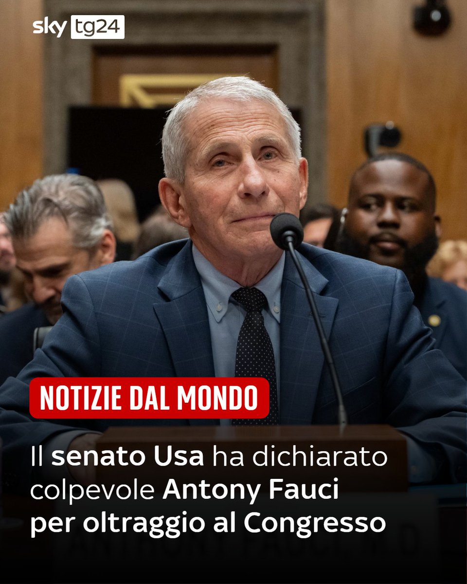 SkyTG24's tweet photo. Anthony Fauci è stato dichiarato colpevole di oltraggio al Congresso https://t.co/pE4CEJjhJl https://t.co/4ExAqHkt4v