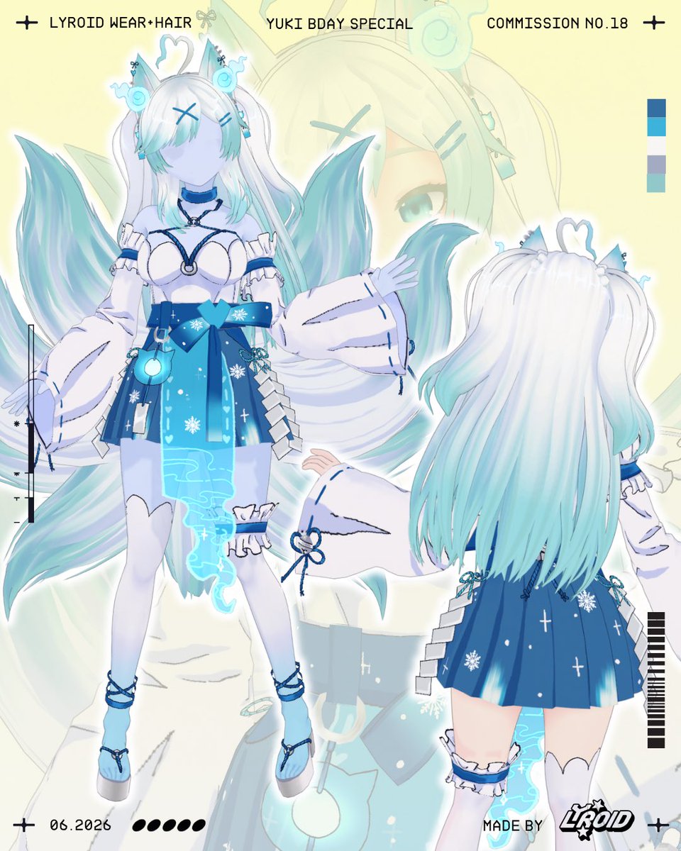 ly_roid's tweet photo. Here are some more close up renders of this super cute VRoid outfit and hair I made for @YukiBoobuki for her Bday Special stream ✨❄️ Thank you for working with me 💕
⭐️3D VTuber Outfit & Hair made in VRoid Studio, Blender and Unity
#vroid #3dvtuber #vtuber #vroidstudio https://t.co/psJsfq6B7S