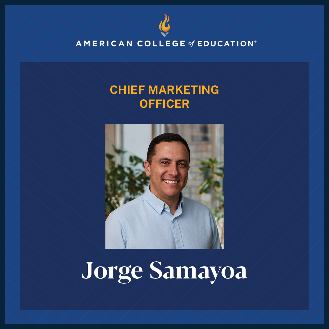 ACEedu's tweet photo. We're excited to welcome Jorge Samayoa as American College of Education's (ACE) new chief marketing officer! 👏 

Jorge brings extensive experience leading growth, strategy and operations for globally recognized brands, including HelloFresh and PayPal. His passion for innovation, human-centered leadership and delivering value aligns closely with ACE's mission to serve those who serve. 

Please join us in welcoming Jorge to the ACE community as we continue expanding access to high-quality, affordable education. 

Learn more: https://t.co/wOs9LzFZ1J 

#ACECommunity #FacesOfACE #ThoughtLeadership #ACEedu #HigherEducation